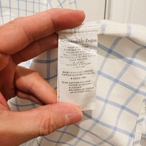 Ermenegildo Zegna Men's Cotton Dress Shirt Size Large -Retails New $850 - Picture 9 of 16